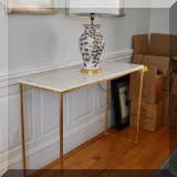 F09. Contemporary marble top console table. 33”h x 48”w x 16”d 